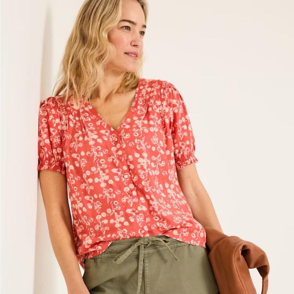 Fat Face | Jade Burnt Orange Painted Bloom Blouse